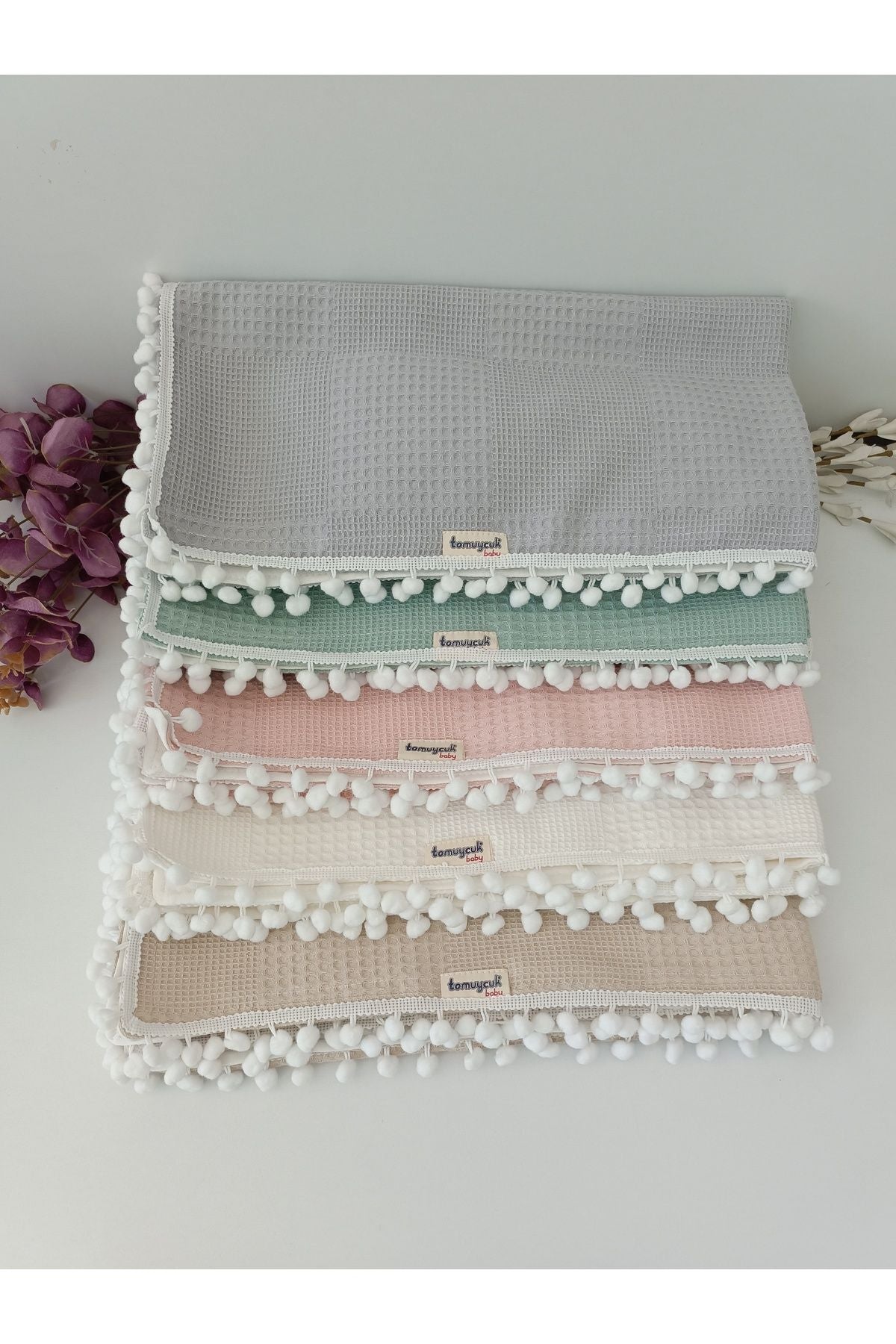 S.kahve Kız Erkek Bebek Battaniyesi Pike %100 Pamuklu Doğal Organik Uyku Çift Taraflı Örtü 86x86cm
