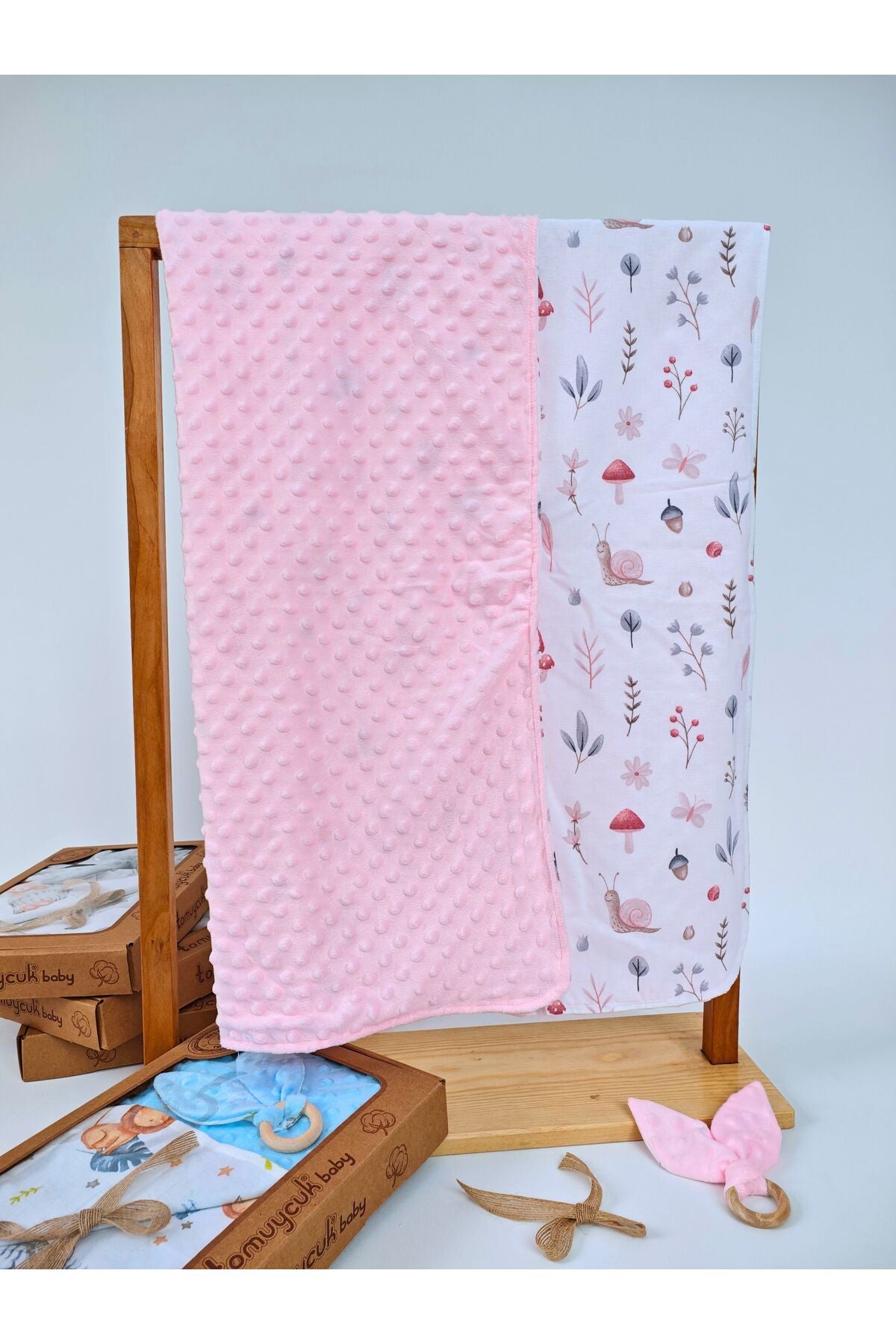 Nohut Desenli %100 Pamuklu Çift Katlı Bebek Battaniyesi – 85x85 cm Kız/Erkek Kundak & Mevsimlik Örtü