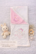 Dansçı Kedi Nakışlı Başlıklı Soft Bebek Battaniyesi