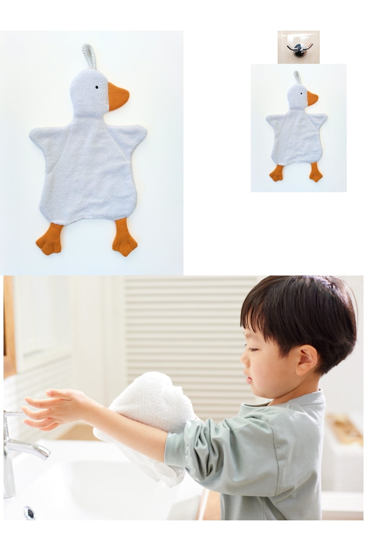 Sevimli Ördek Bebek & Çoçuk Havlu Banyo El Yüz Havlusu - Temizlik Kuruluma Bezi / Uyku Arkadaşı
