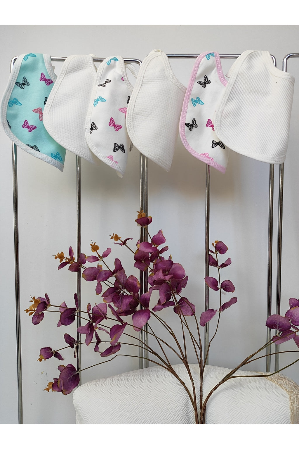 Bebek Önlüğü Çıtçıtlı Bebek Salya Önlük Ağız Mendili Mama Önlüğü 6'lı set