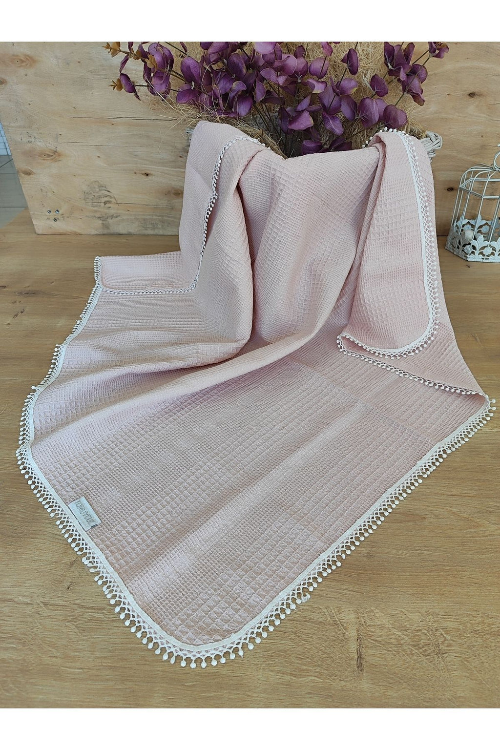 Pembe Pike Bebek Battaniyesi Doğal Organik Yaşam Örtüsü Çok Amaçlı Mevsimlik Yenidoğan 80x90 Cm