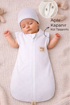 %100 Pamuklu Kız / Erkek Bebek Uyku Tulumu Kundağı 0-6 Ay Fermuarlı Çıtçıtlı Kol Mevsimlik Yenidoğan