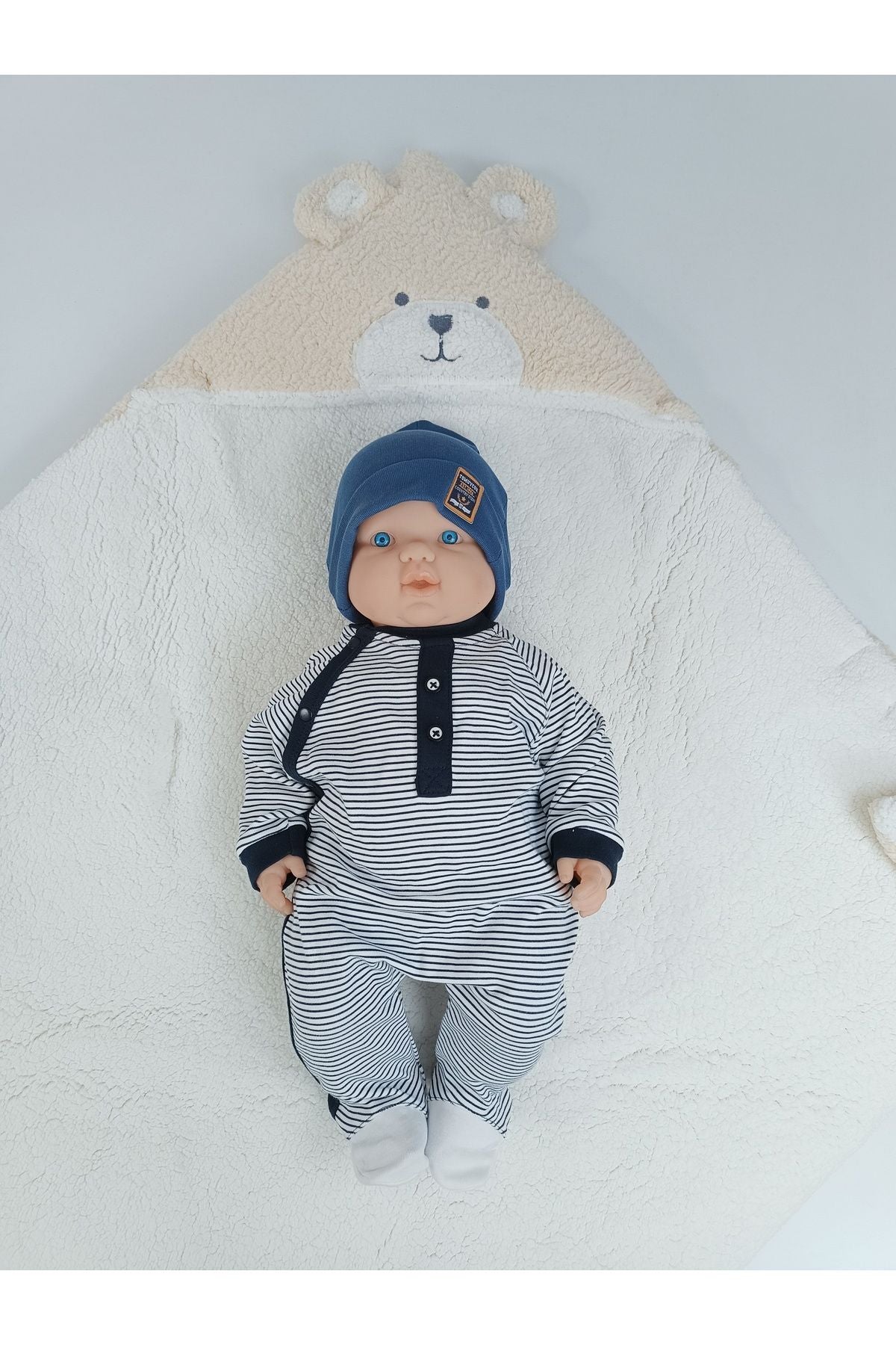 KIŞLIK KALIN KIZ ERKEK BEBEK BATTANİYESİ & DIŞ KUNDAK WELSOFT PELUŞ - AYICIK KULAKLI