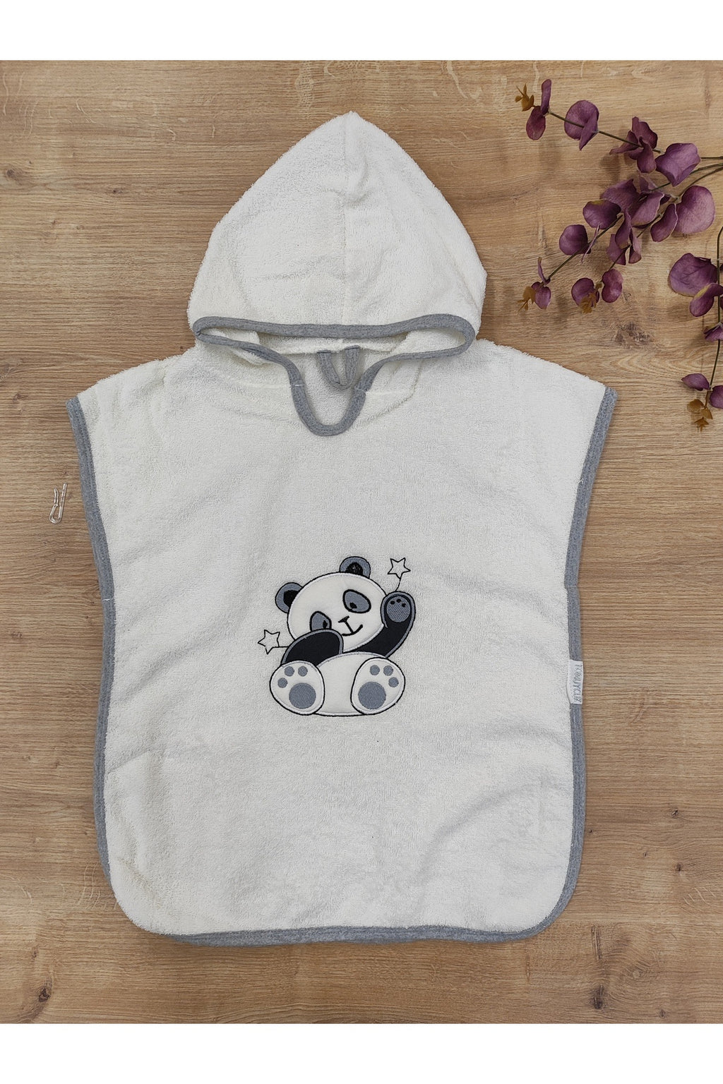 Panda Nakışlı Bebek Banyo Havlusu Pareo %100 Pamuklu Başlıklı Panço – Yumuşak Su Emici Hediyelik