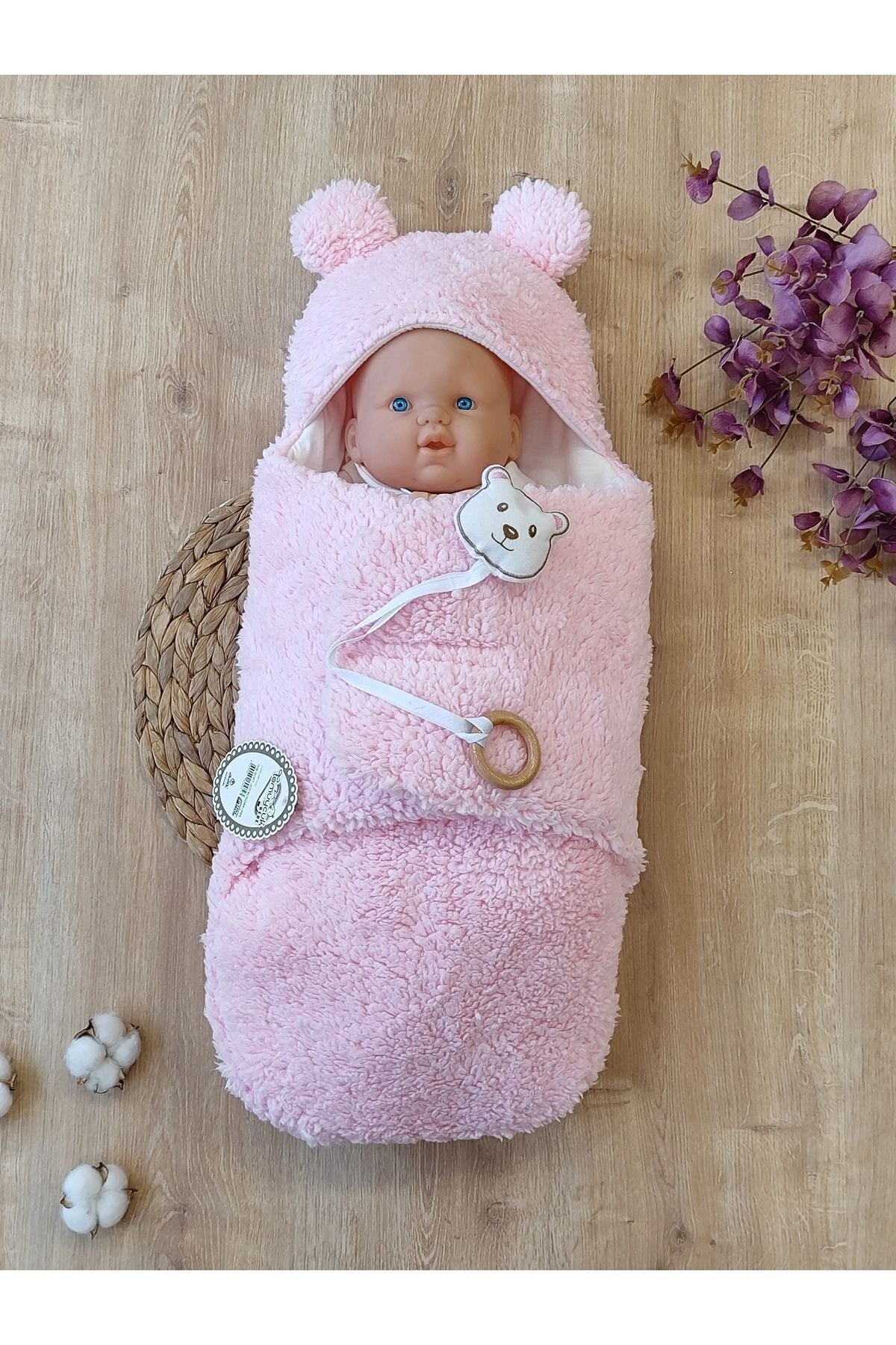 Peluş Bebek Dış Kundağı Oyuncaklı Uyku Tulumu Hastane Çıkışı Hediyelik Sarma Battaniye