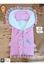 Kız Bebek Battaniyesi & Kundağı Dantelli Pembe /Yastıklı Fermuarlı Hediyelik Hastane Çıkışı