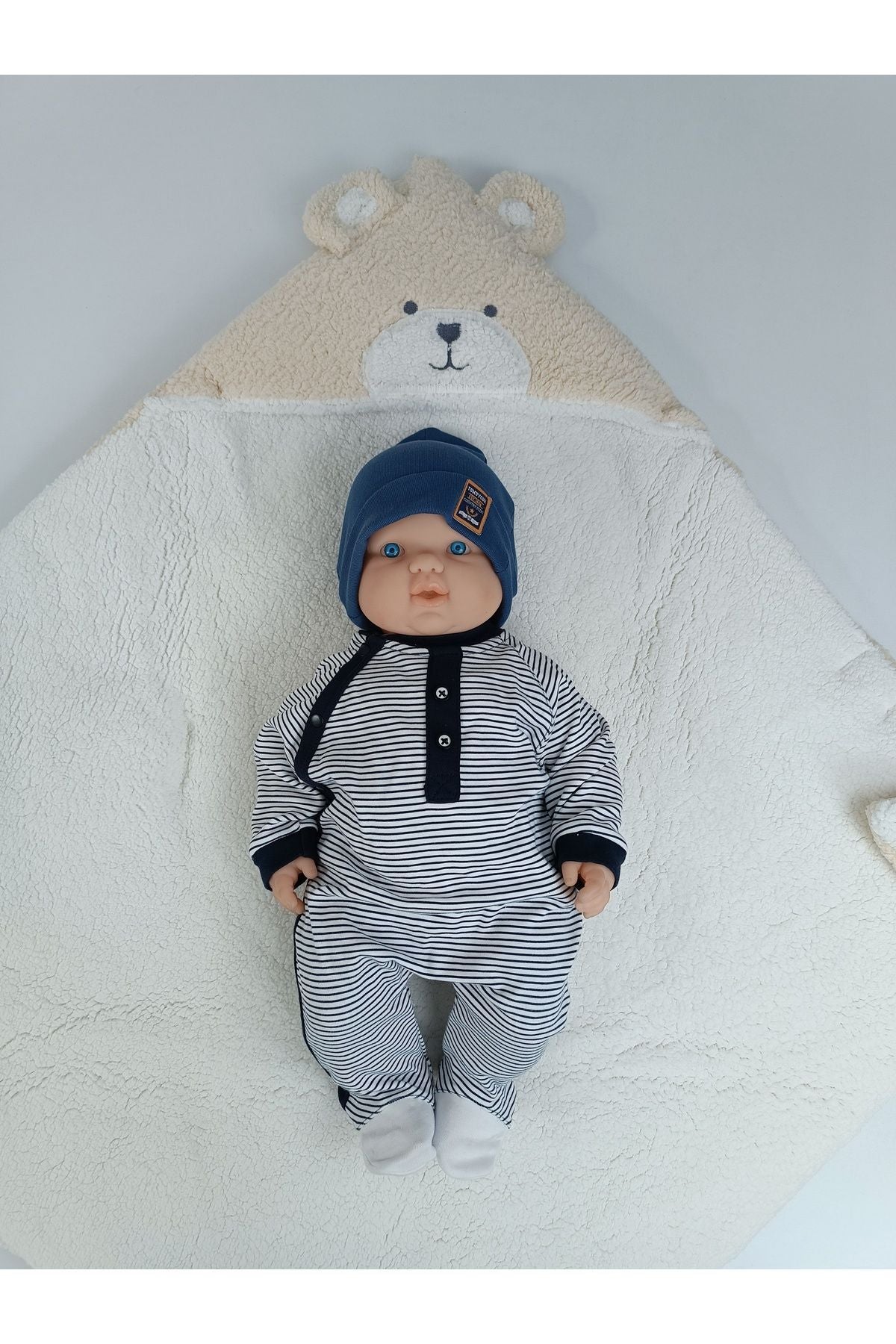 KIŞLIK KALIN KIZ ERKEK BEBEK BATTANİYESİ & DIŞ KUNDAK WELSOFT PELUŞ - AYICIK KULAKLI