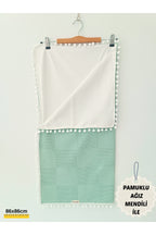 Yeşil Kız Erkek Bebek Battaniyesi Pike %100 Pamuklu Doğal Organik Uyku Çift Taraflı Örtü 86x86cm