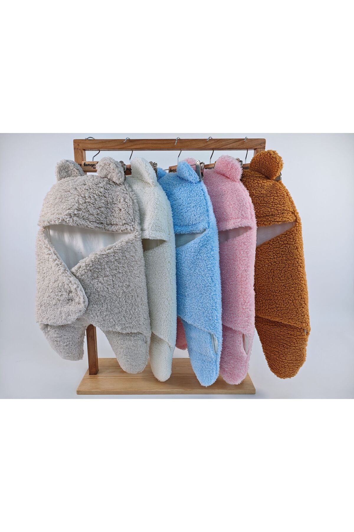 0-6 Ay İçi Elyaflı Kulaklı Peluş Bebek Kundağı Welsoft Kumaş Yenidoğan Uyku Tulumu