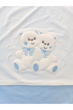 %100 Pamuklu & Mevsimlik Erkek Bebek Battaniyesi - Mavi & Ayıcık Nakışlı Bebek Örtüsü 80x90 Cm