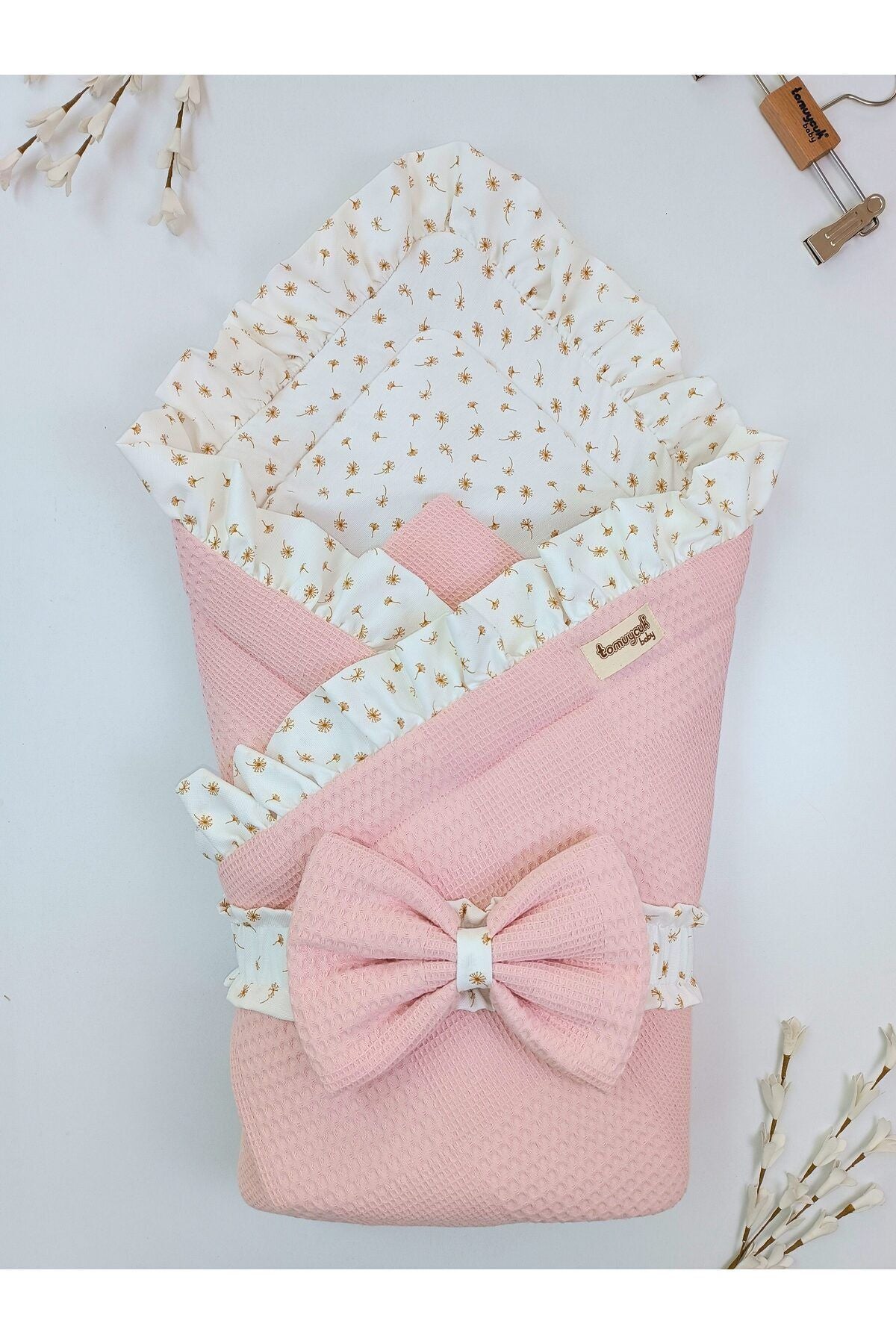 PİKE BEBEK BATTANİYESİ DIŞ KUNDAĞI %100 PAMUKLU ÇİÇEK DESENLİ YENİDOĞAN HASTANE ÇIKIŞI MEVSİMLİK