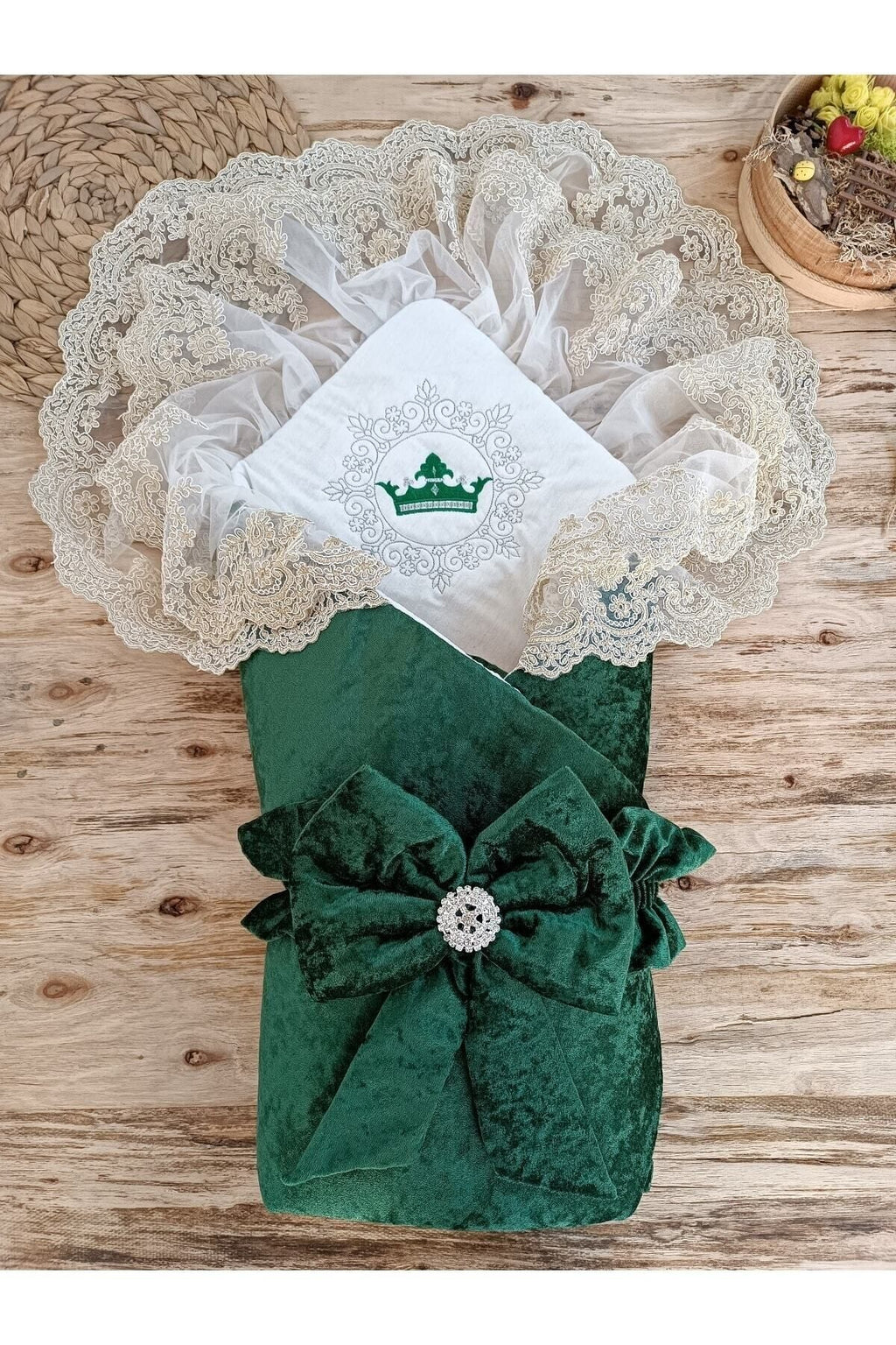 Dantelli Lüks Bebek Kundağı Unisex Bebek Dış Kundak Battaniyesi Hastane Çıkışı Mevlütlük Kundak