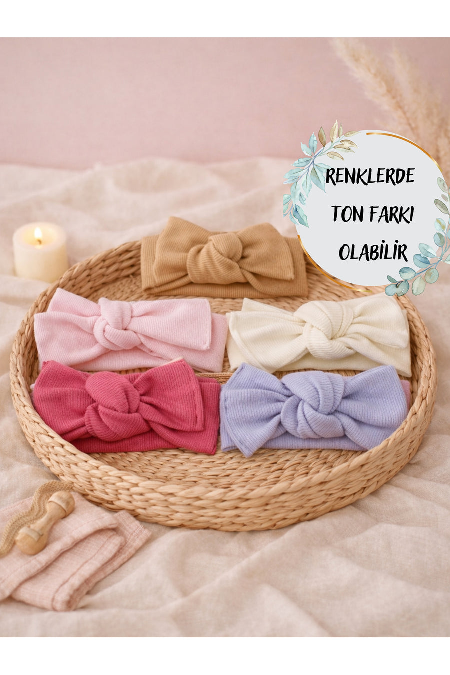 Kız Bebek Ribana Saç Bandanası – Fiyonk Bağlamalı %100 Pamuklu Hediyelik