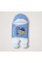 %100 Pamuklu Unisex Bebek Kundağı - Mavi & Ördekli Ayaklı Dış Kundak