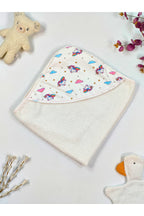 Unicorn Desenli %100 Pamuklu Başlıklı Kız Bebek Banyo Havlusu Yumuşak & Su Emici Havlu