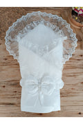 Bebek Dış Kundak Battaniyesi Dantelli Lüks Bebek Kundağı Unisex Hastane Çıkışı Mevlütlük Battaniye