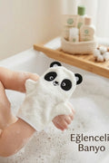 Panda El Kuklası Bebek Banyo Eldiveni – %100 Pamuklu