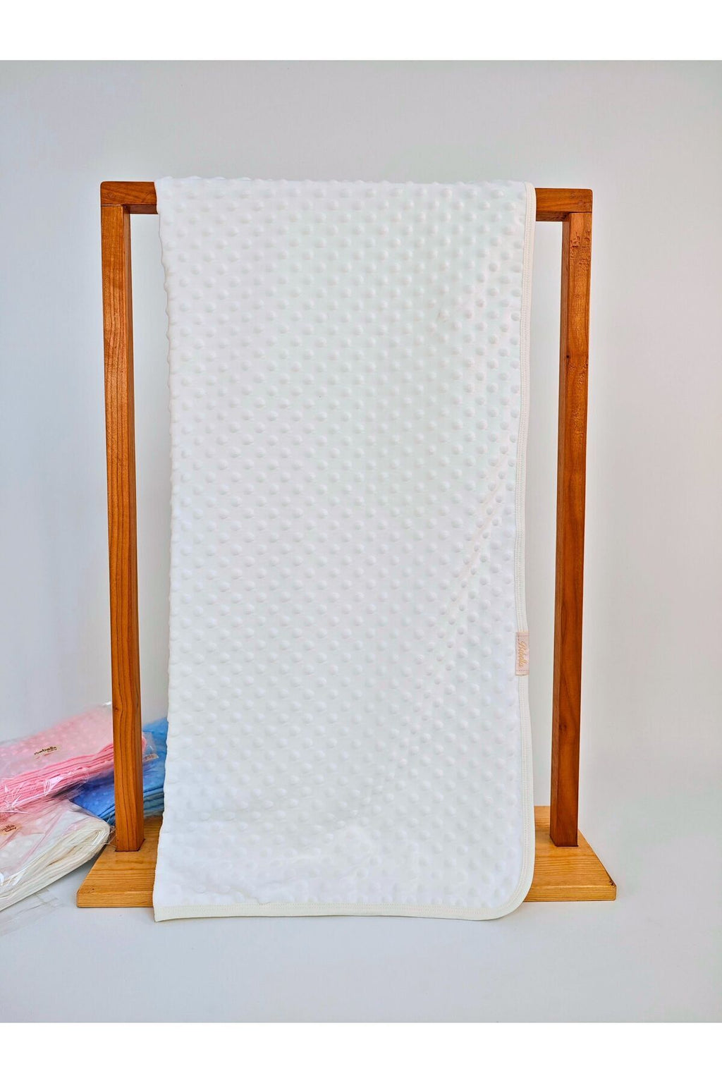 Ekru Nohut Çift Kat Kız Erkek Bebek Battaniyesi Kundağı Pamuklu Çok Amaçlı Örtü Mevsimlik 90x85cm