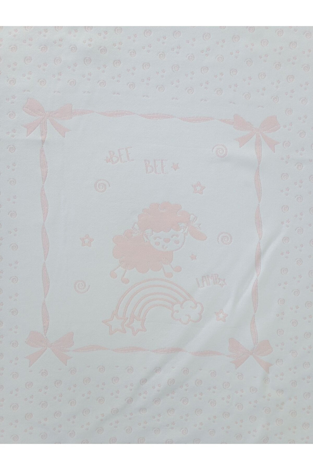 %100 Pamuklu Triko Kız Bebek Battaniyesi - Pembe & Kuzu Desenli Bebek Arabası Örtüsü