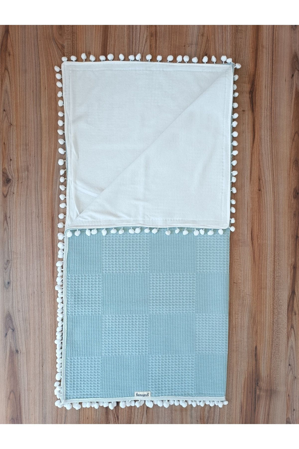 Yeşil Kız Erkek Bebek Battaniyesi Pike %100 Pamuklu Doğal Organik Uyku Çift Taraflı Örtü 86x86cm