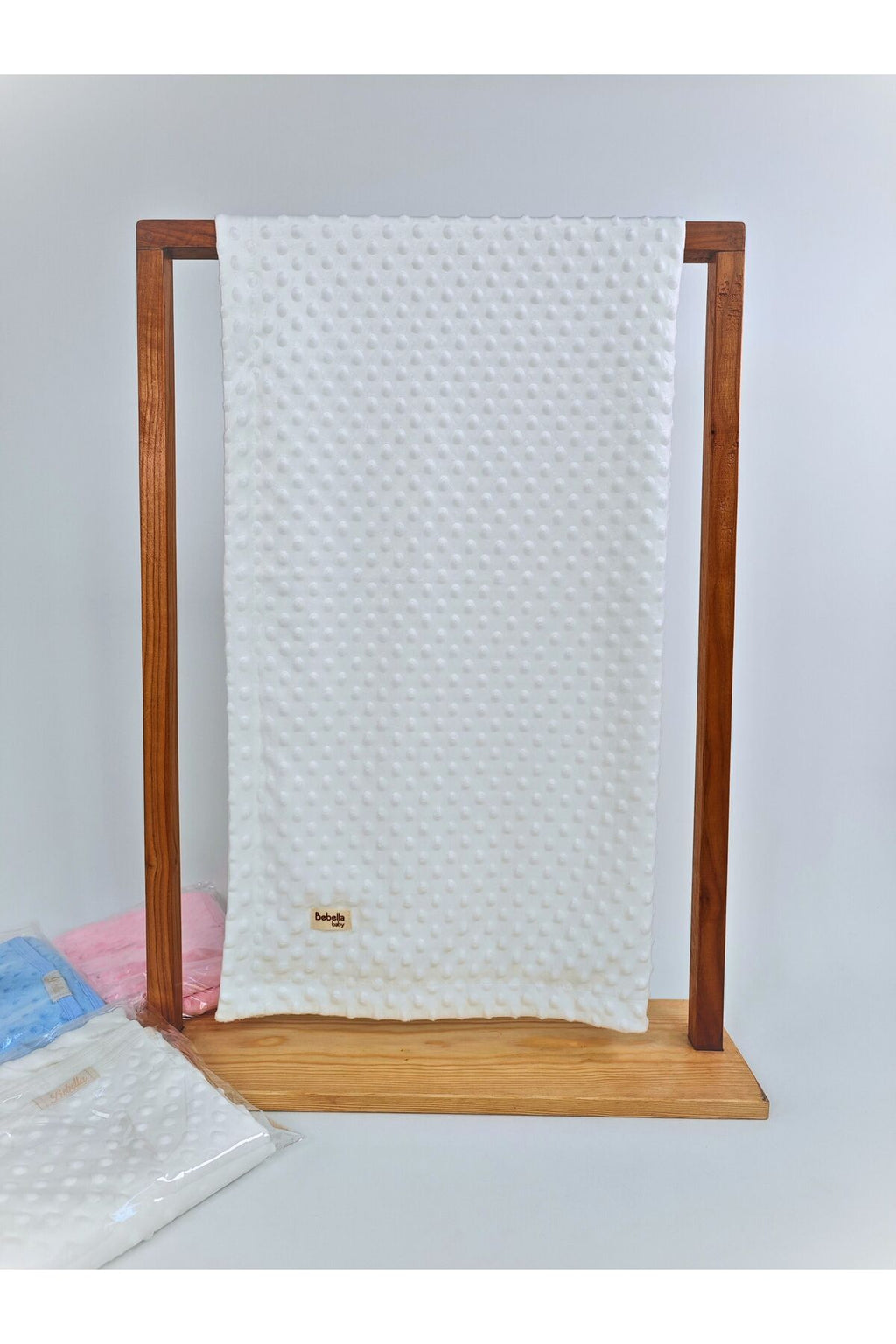 Ekru Nohut Kız / Erkek Bebek Battaniyesi & Kundağı Çift Katlı %100 Pamuklu Çok Amaçlı Örtü 90x85cm