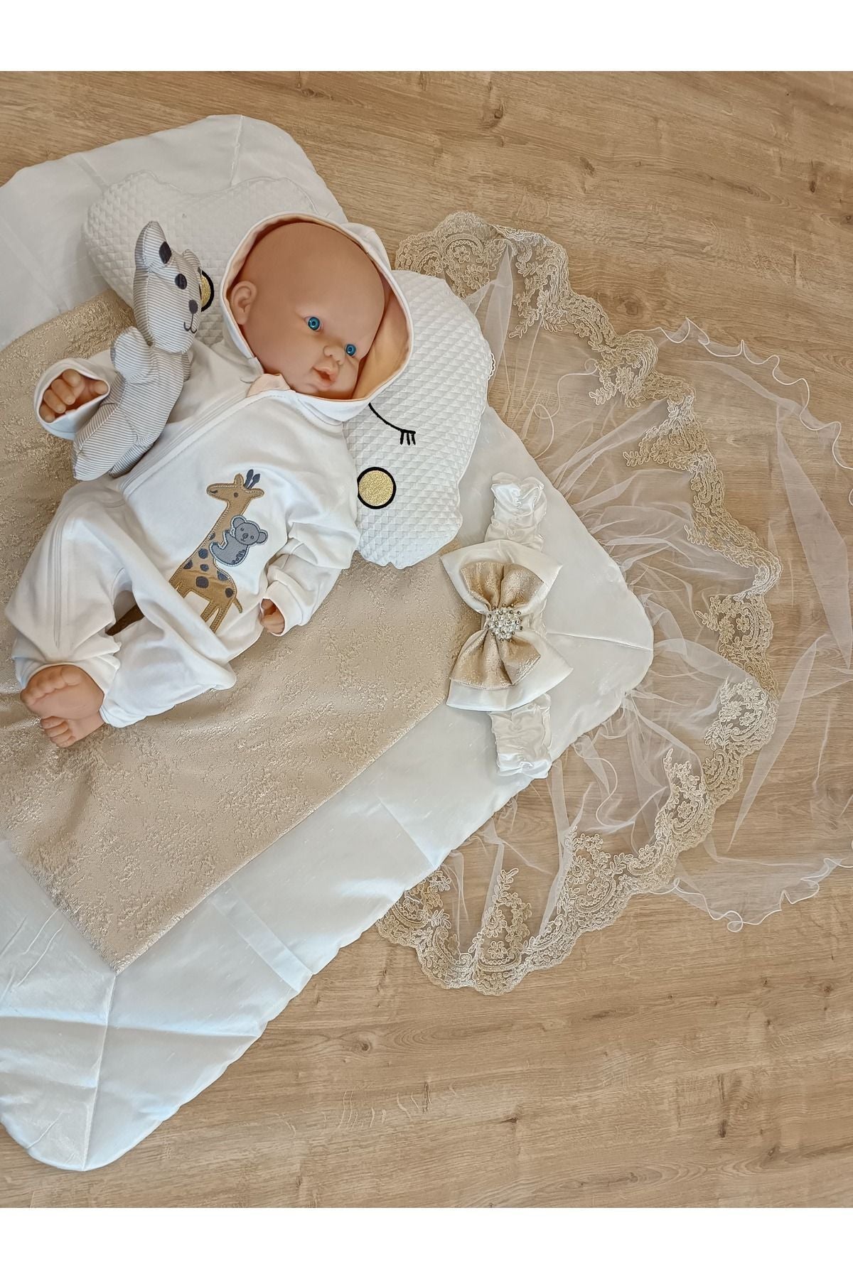 S.kahve Kız Erkek Bebek Battaniyesi Özel Tasarım Dantelli Mevlütlük Hediyelik Kundak Hastane Çıkışı