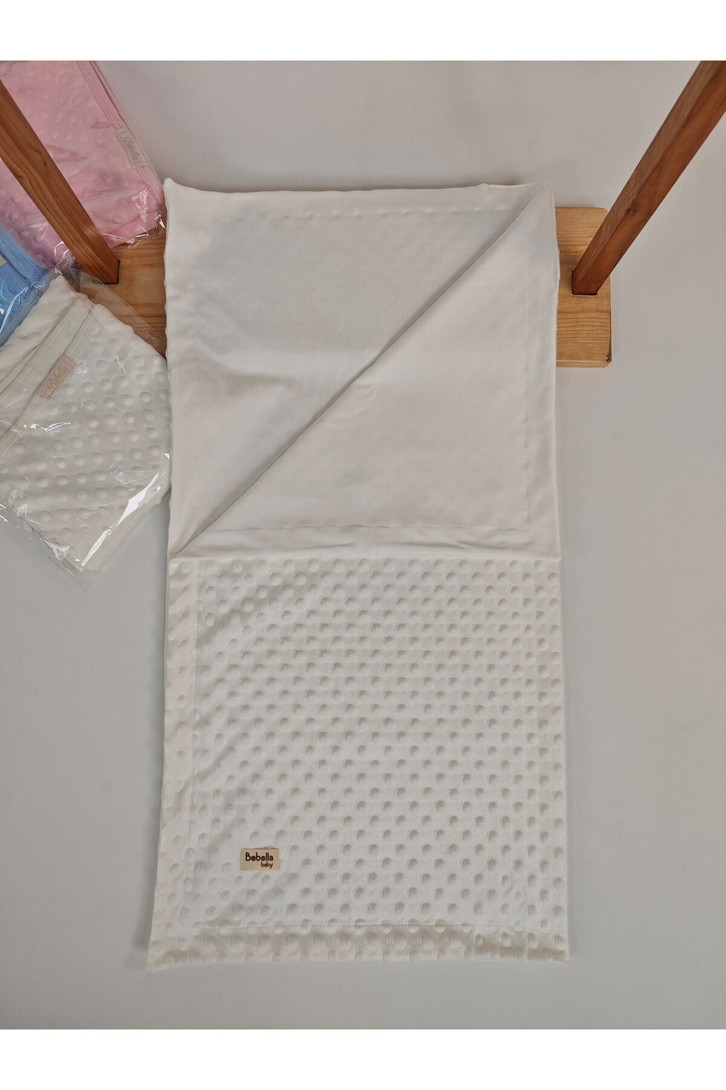Ekru Nohut Kız / Erkek Bebek Battaniyesi & Kundağı Çift Katlı %100 Pamuklu Çok Amaçlı Örtü 90x85cm