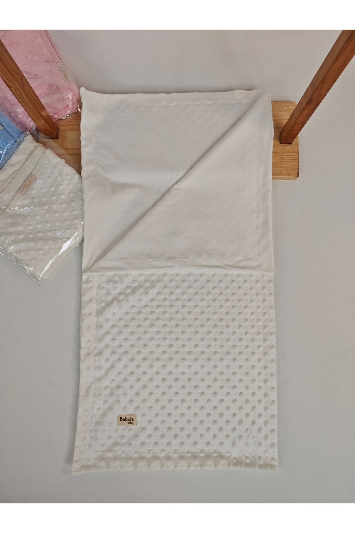 Ekru Nohut Kız / Erkek Bebek Battaniyesi & Kundağı Çift Katlı %100 Pamuklu Çok Amaçlı Örtü 90x85cm