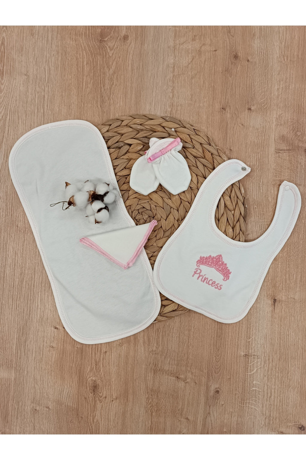 10’lu Kız Bebek Hastane Çıkışı Seti %100 Pamuklu Pembe Nakışlı