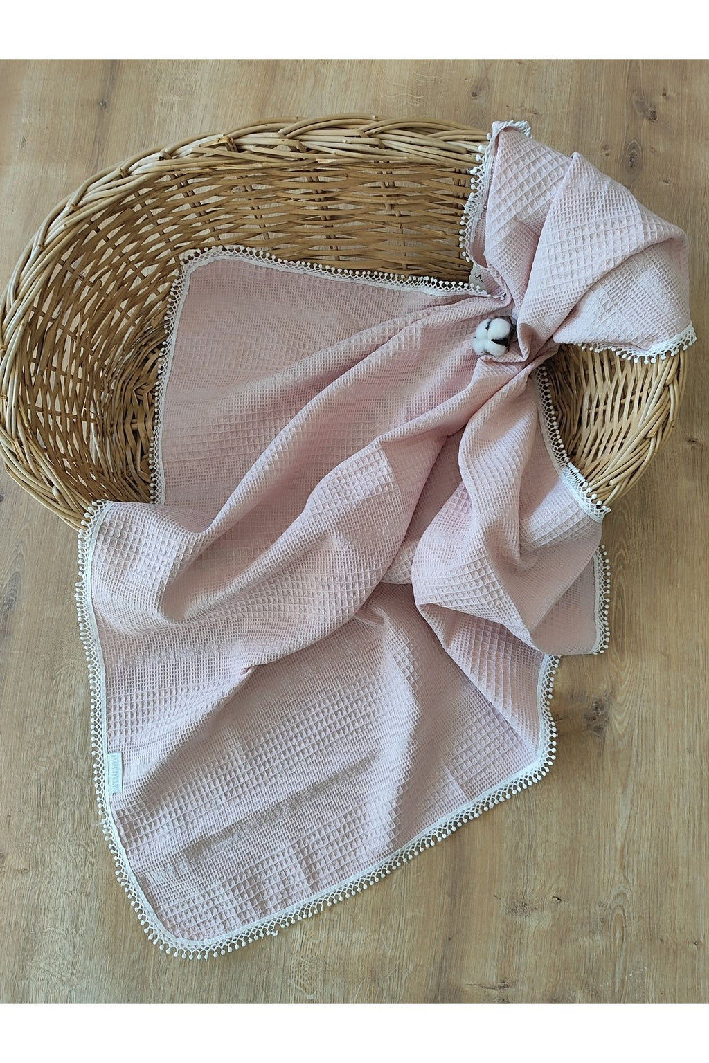 Pembe Pike Bebek Battaniyesi Doğal Organik Yaşam Örtüsü Çok Amaçlı Mevsimlik Yenidoğan 80x90 Cm