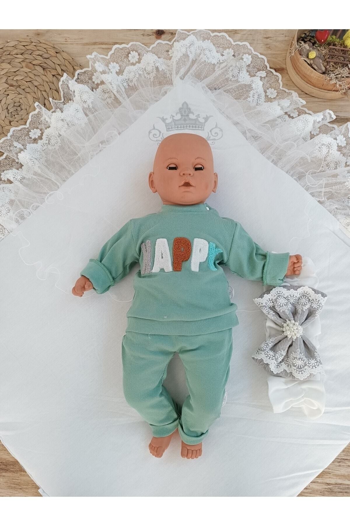 Gri Triko Örgü Kız Erkek Bebek Batttaniyesi Kundağı Dantelli Yenidoğan Hastane Çıkışı Hediyelik