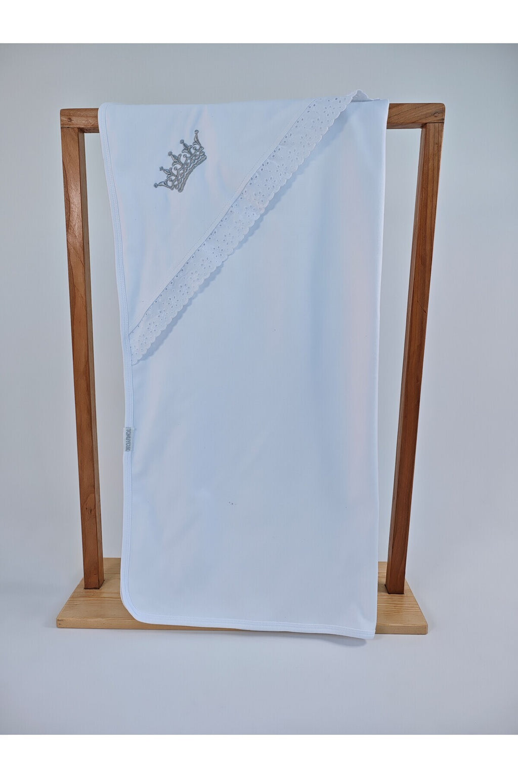 Ekru %100 Pamuklu Bebek Battaniyesi Nakışlı Kız / Erkek Puset Örtüsü Hediyelik Yenidoğan 85x85cm