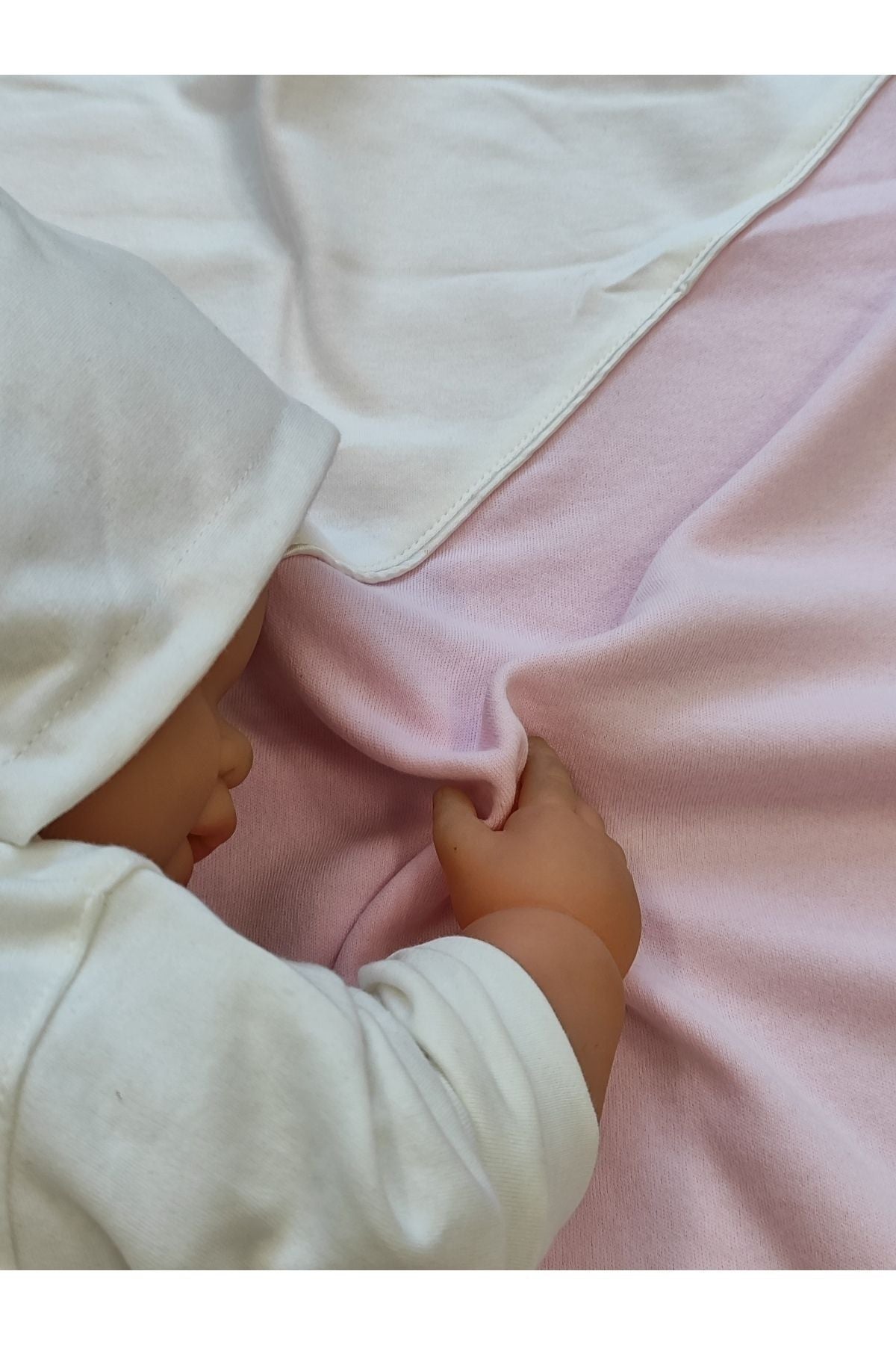 %100 Pamuklu & Mevsimlik Kız Bebek Battaniyesi - Pembe & Ayıcık Nakışlı Bebek Örtüsü 80x90 Cm