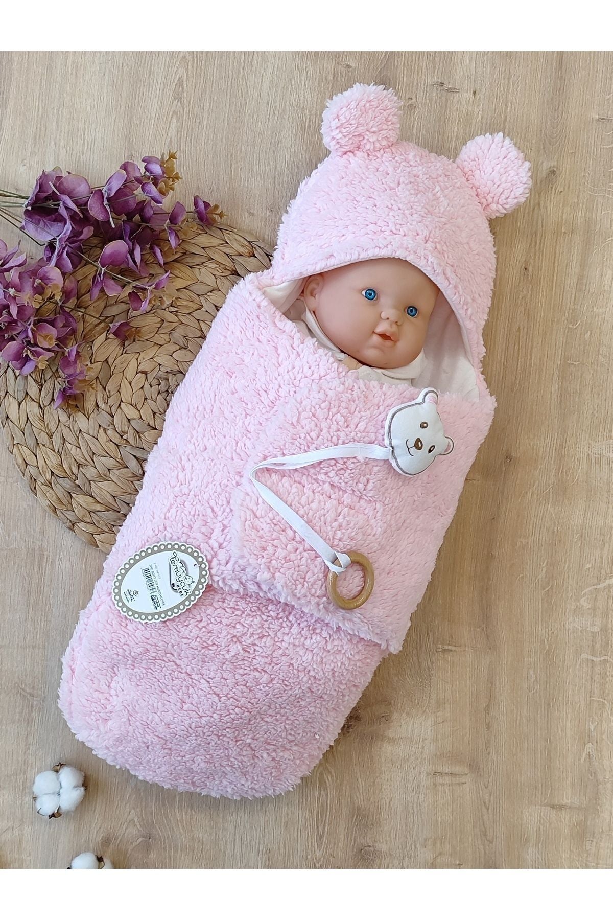 Peluş Bebek Dış Kundağı Oyuncaklı Uyku Tulumu Hastane Çıkışı Hediyelik Sarma Battaniye
