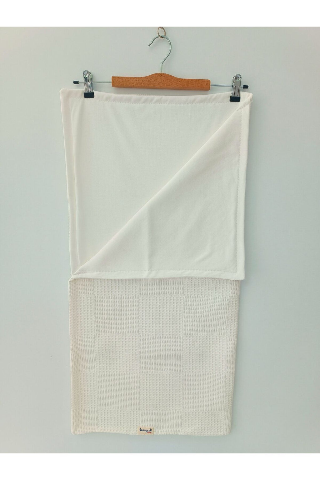 Ekru Kız Erkek Bebek Battaniyesi Pike %100 Pamuklu Doğal Organik Uyku Çift Taraflı Örtü 86x86cm