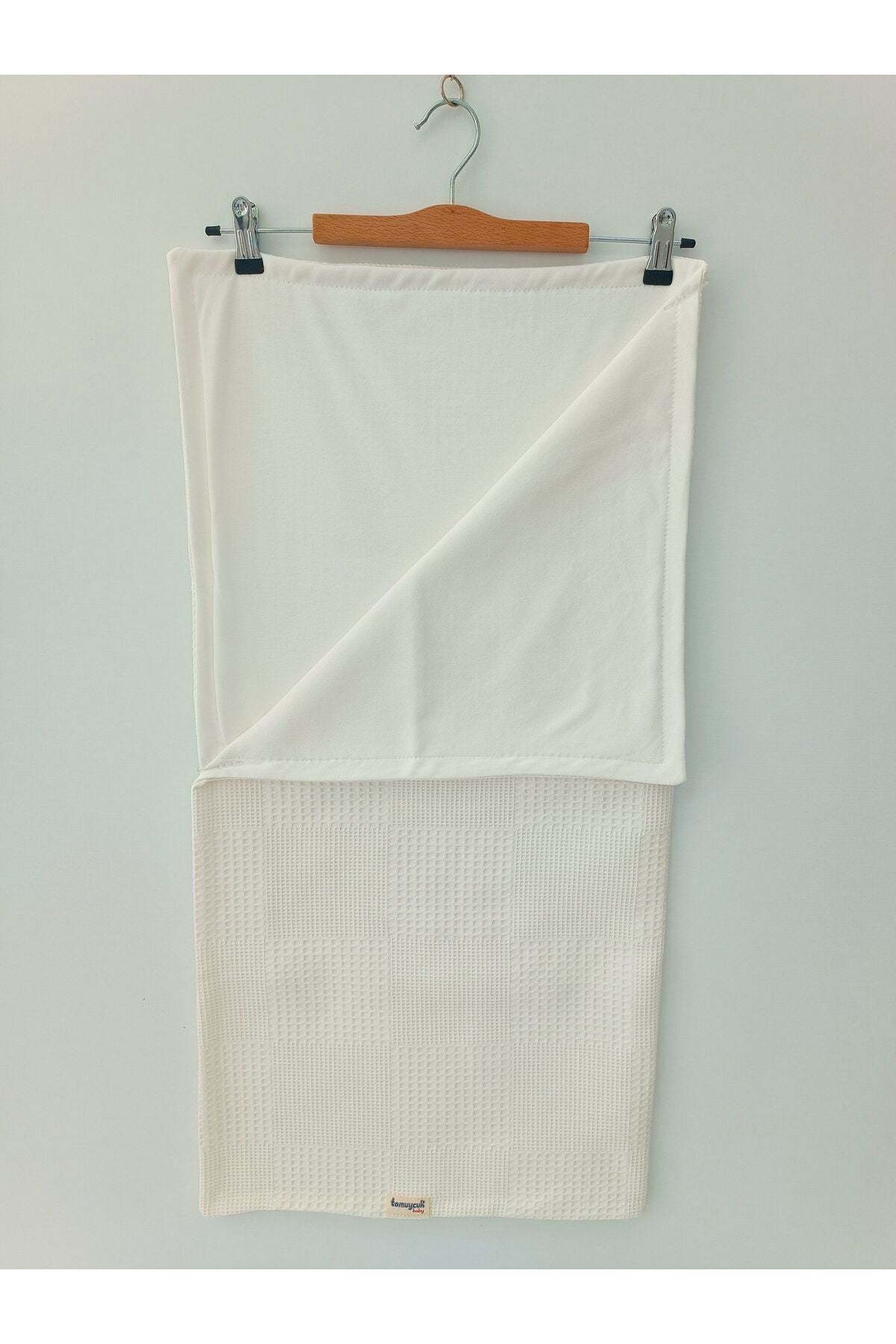 Ekru Kız Erkek Bebek Battaniyesi Pike %100 Pamuklu Doğal Organik Uyku Çift Taraflı Örtü 86x86cm