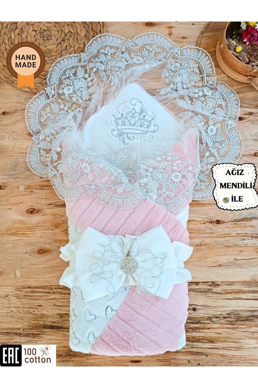 Yenidoğan Unisex Bebek Kundağı & Hastane Çıkışı - Pemba & Dantelli Dış Kundak