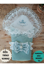 Bebek Dış Kundak Battaniyesi Triko Dantelli Duvaklı Bebek Kundağı Hastane Çıkışı Yenidoğan Hediyelik
