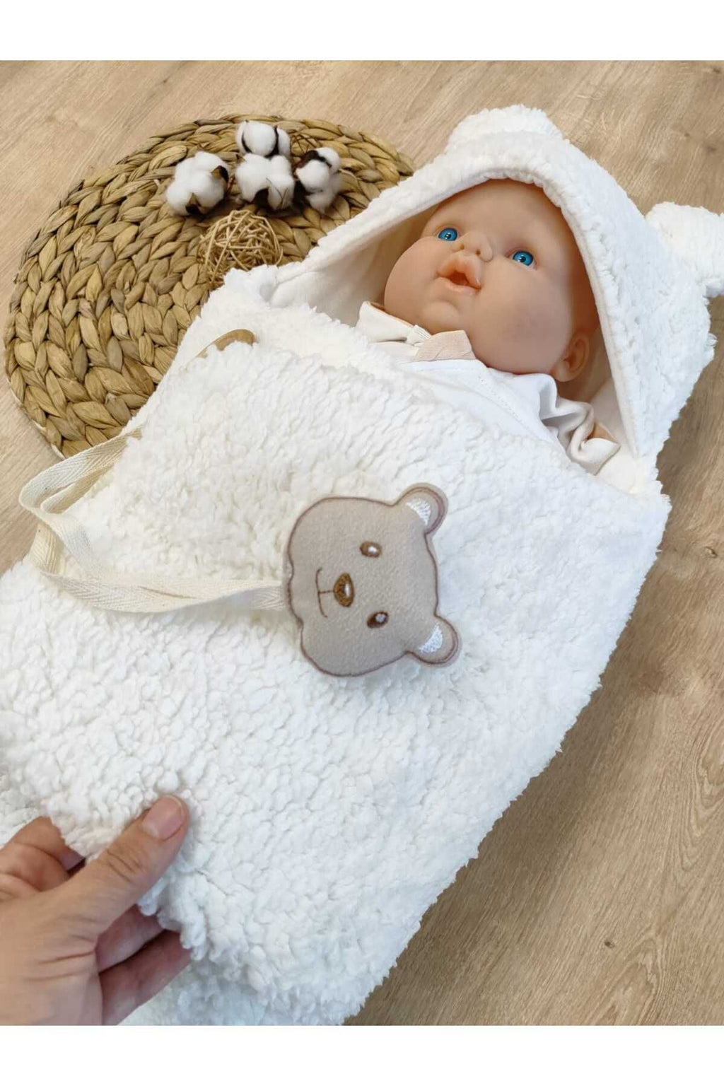 Welsoft Pelüş Bebek Kundak Battaniyesi Ayaklı Uyku Tulumu | Kışlık Kalın Mont | 0-12 Ay Yenidoğan