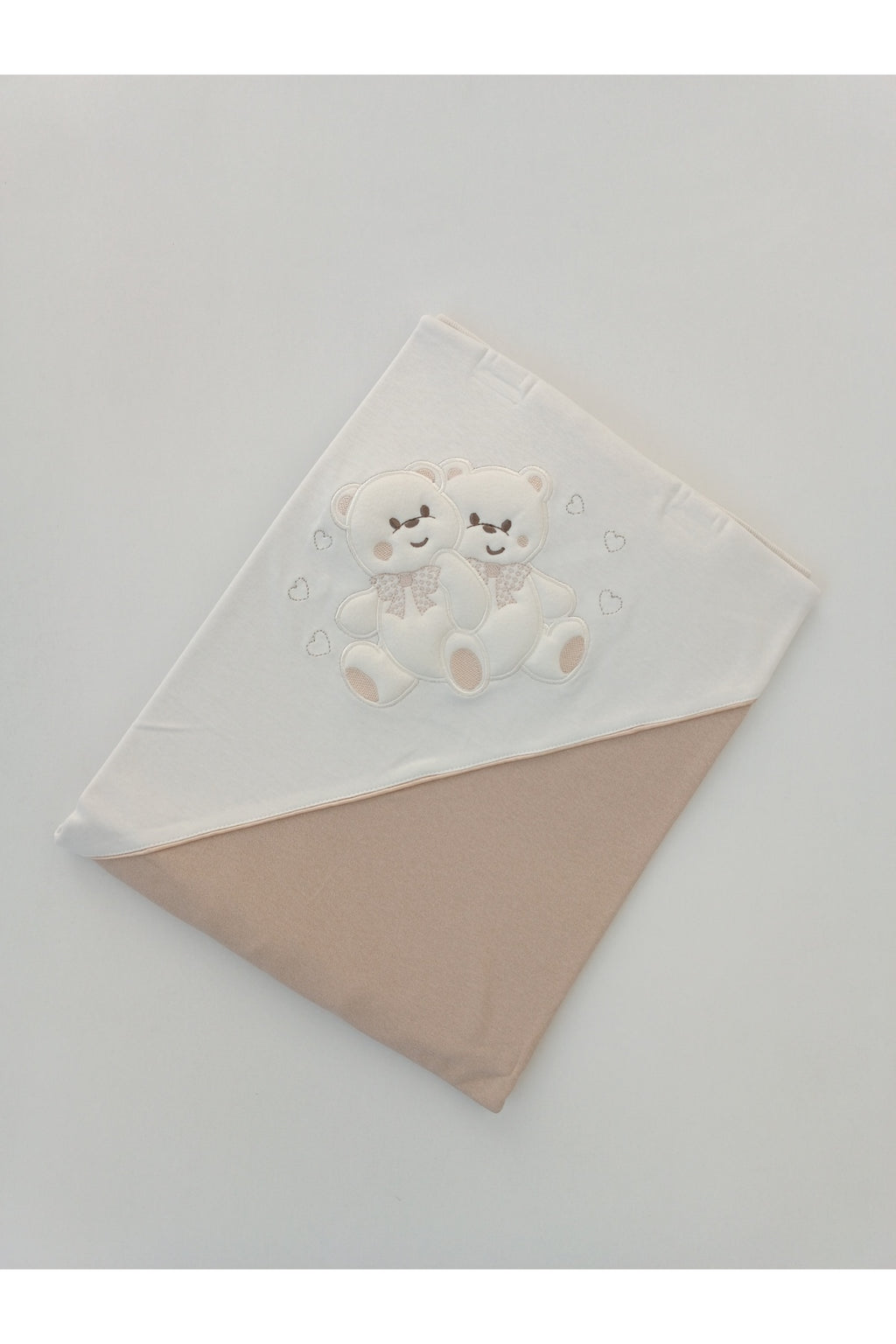 %100 Pamuklu & Mevsimlik Kız / Erkek Bebek Battaniyesi - Kahverengi & Ayıcık Nakışlı Bebek Örtüsü 80x90 Cm
