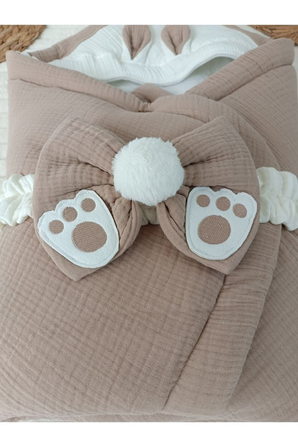 4 Kat Müslin Sütlü Kahve Bebek Kundağı Unisex Dış Kundak Battaniyesi Hastane Çıkışı Hediyelik