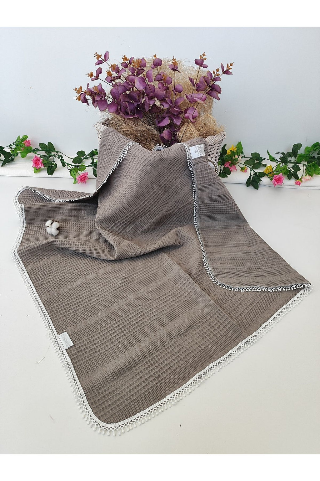 Kahve Pike Bebek Battaniyesi Doğal Organik Yaşam Örtüsü Çok Amaçlı Mevsimlik Yenidoğan 80x90 Cm