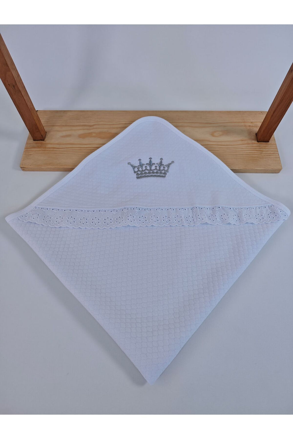 Ekru %100 Pamuklu Bebek Battaniyesi Nakışlı Kız / Erkek Puset Örtüsü Hediyelik Yenidoğan 85x85cm
