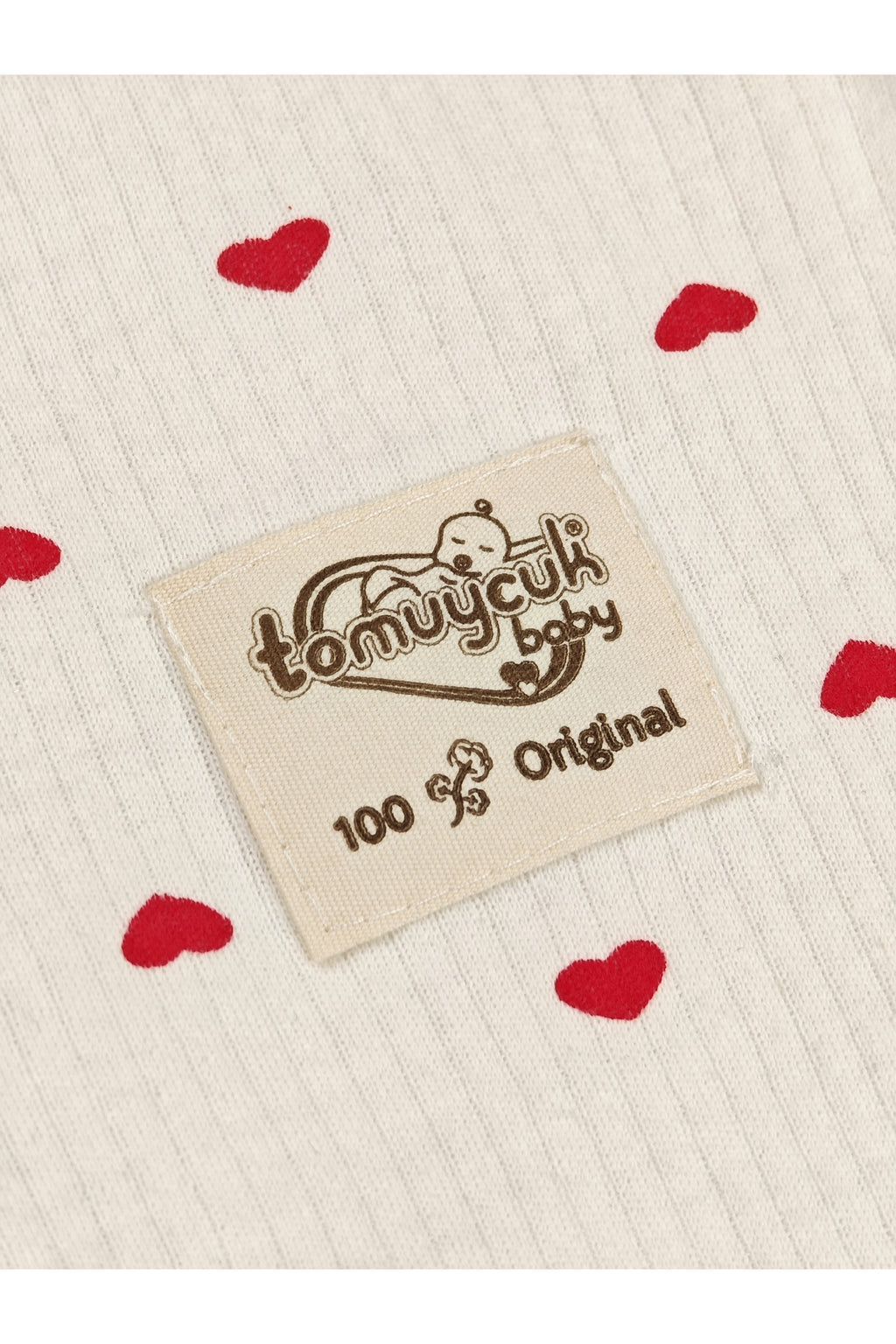 %100 Pamuklu Kalp Desenli Bebek Uyku Tulumu 0-6 Ay Fermuarlı Çıtçıtlı Mevsimlik Şapkalı Yenidoğan