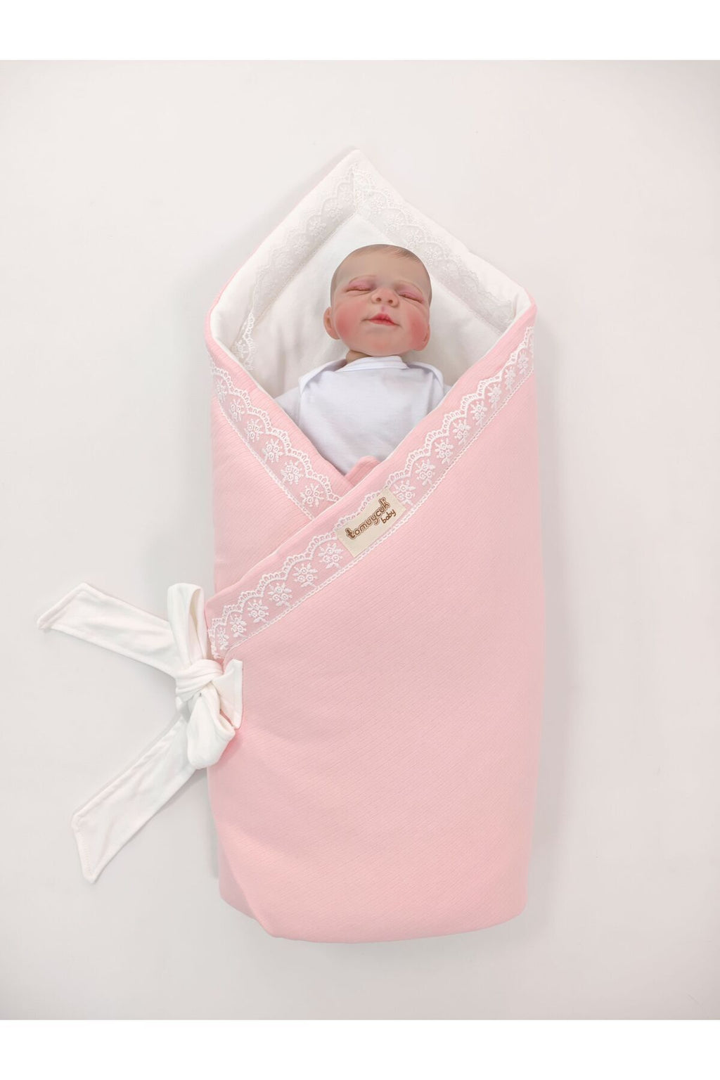 Dantelli Bebek Kundak Battaniye %100 Pamuklu 85x85 cm – Yumuşak & Rahat / Hediyelik