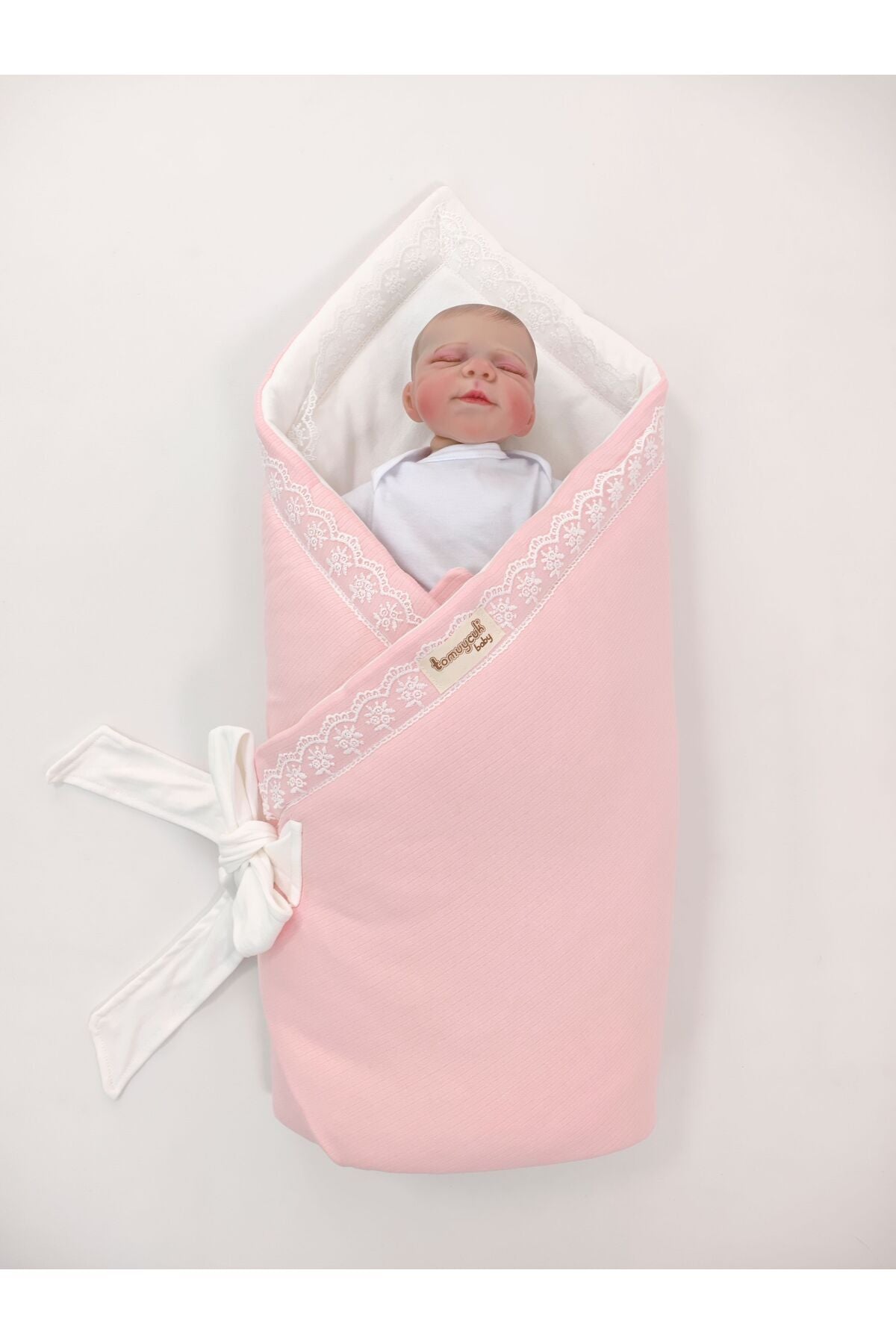 Dantelli Bebek Kundak Battaniye %100 Pamuklu 85x85 cm – Yumuşak & Rahat / Hediyelik