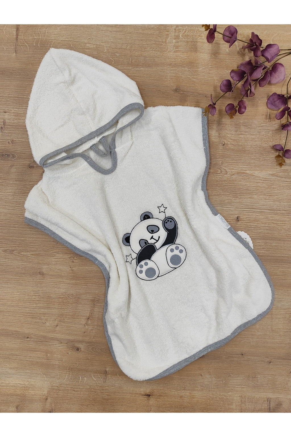 Panda Nakışlı Bebek Banyo Havlusu Pareo %100 Pamuklu Başlıklı Panço – Yumuşak Su Emici Hediyelik