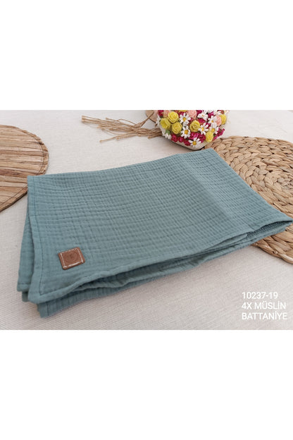 4 Kat Müslin Bebek Battaniyesi 80x90cm Çok Amaçlı Örtü Battaniye Havlu Yenidoğan Hediyelik