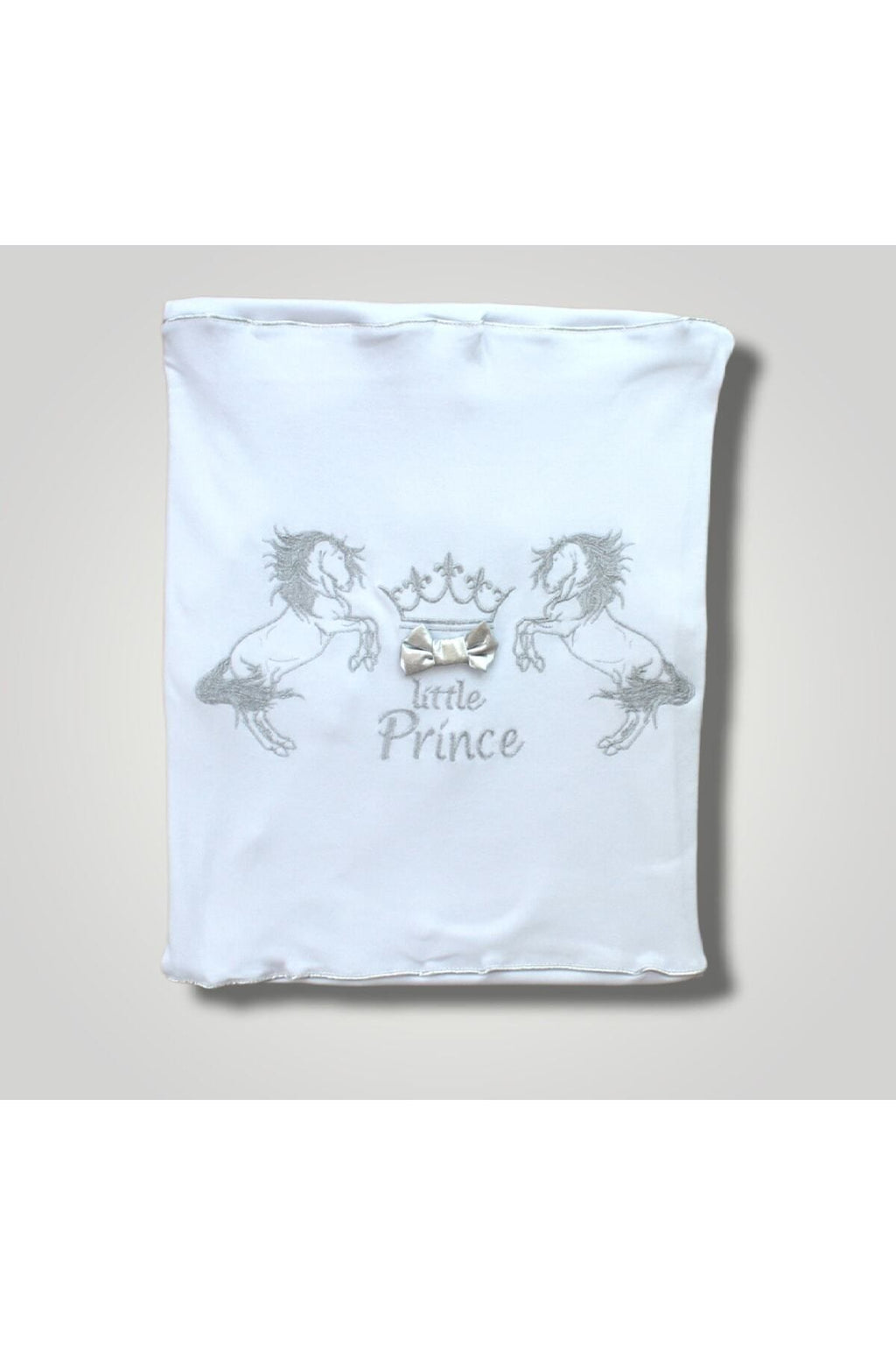 %100 Pamuklu Gümüş Atlı Prince Bebek Battaniyesi - Yumuşak Puset & Bebek Arabası Örtüsü